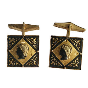 Vtg Damascene Roman Warrior Centurion Cufflinks